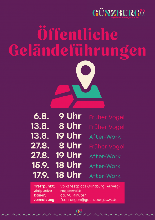 Die öffentlichen Geländeführungen der Landesgartenschau Günzburg 2029 stießen auf große Resonanz. Nach drei ausgebuchten Rundgängen mit rund 120 Teilnehmenden werden im Au-gust und September weitere Führungen angeboten. Foto: Carmen Willer/Landesgartenschau Günzburg 2029 GmbH
